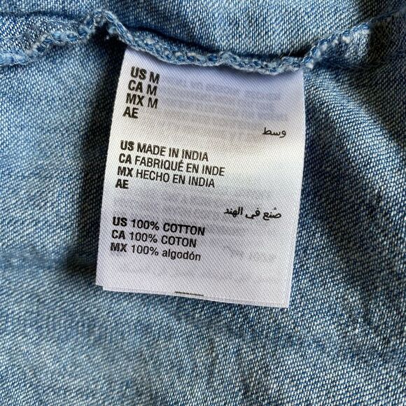 Style & Co. Chambray Boyfriend Shirt Women's Size M Blue Button-Down - Picture 15 of 16